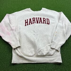 Vintage 1990s Grey Pro Weave Harvard University Crewneck Sweatshirt Sz M